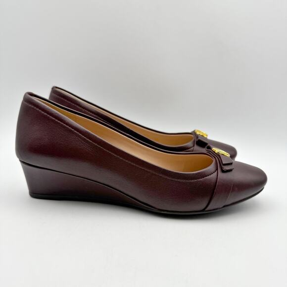 Cole Haan Womens Malta Wedge Heel US 5.5B EU 35.5 Burgundy Leather NIB - Picture 3 of 12